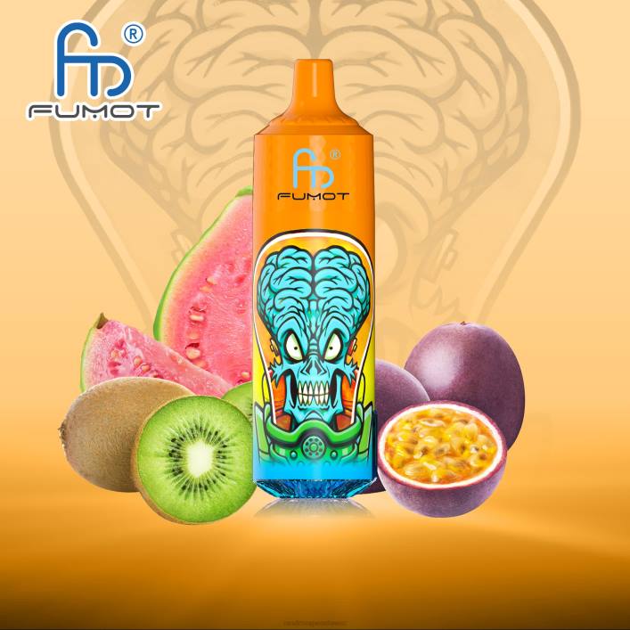 Fumot RandM Vape | Fumot RandM Tornado 00P2190 9000 Pro Vape-Gerät mit Akku und E-Juice-Display Version 1 Kiwi Passionsfrucht Guave
